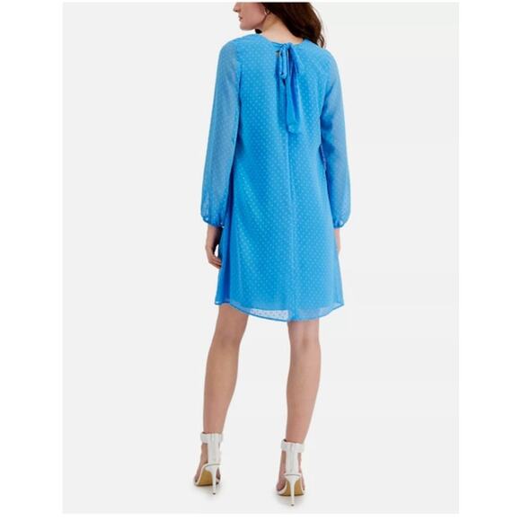 INC Blue Polka Dot Dress Long Sleeve Retro Vintage Inspired Size M - Picture 12 of 12